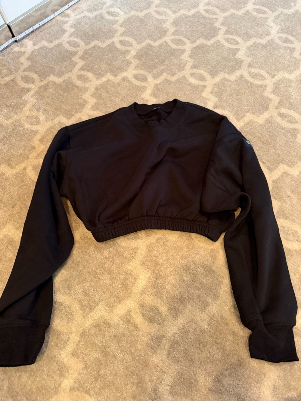 ALO Yoga Black Cropped Crew Sweatshirt